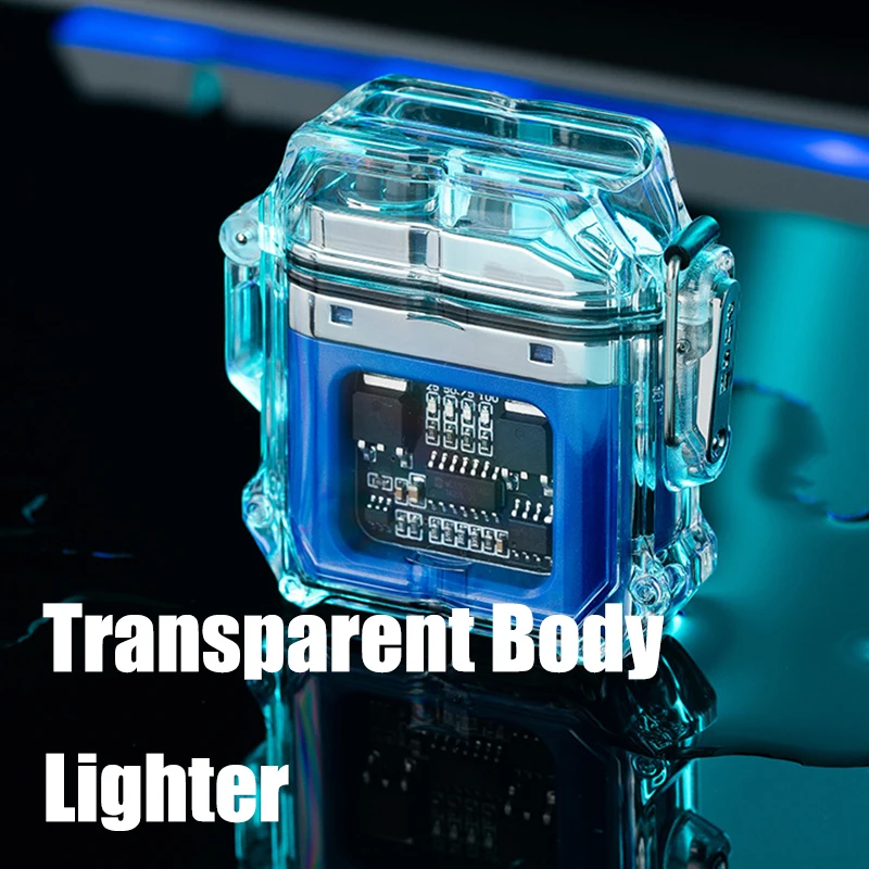 

Transparent Body Lighter Double Arc Plasma Electric USB Pulse Lighter Outdoor Windproof Waterproof Smoking Accessories Gift