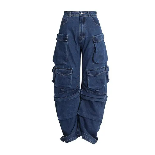 Cargo Pants Women Jeans Vintage Street Distressed Wash Baggy Jeans Women Clothing Casual Wide Leg High Waisted Jeans Woman Pants 4