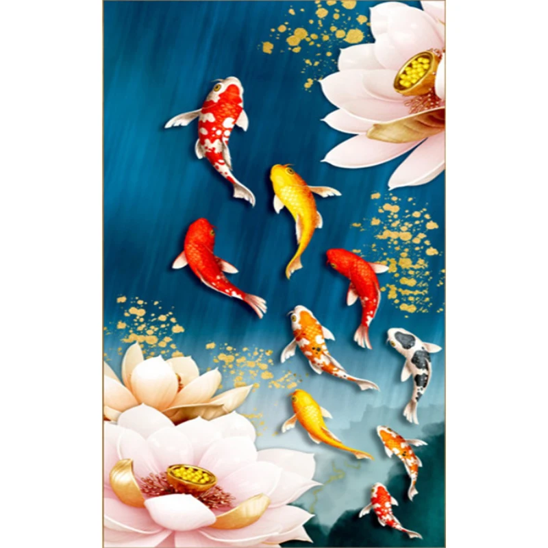 

Golden Lotus Carp 5D Diamond Painting Diamond Art Embroidery Gifts Restaurant Office Home Decor DIY Diamond Cross Stitch Kits