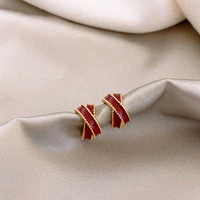 retro red drop glaze cross geometry pendant earrings 2022 new jewelry fashion wedding party earrings for woman