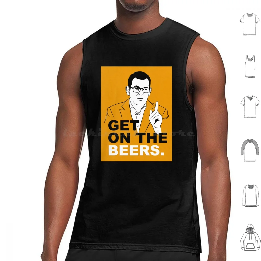 

Get On The Beers. Yellow. Dan Andrews Meme Classic Tank Tops Vest Sleeveless Bitter Beer Vb Australia Aussie Melbourne Bogan