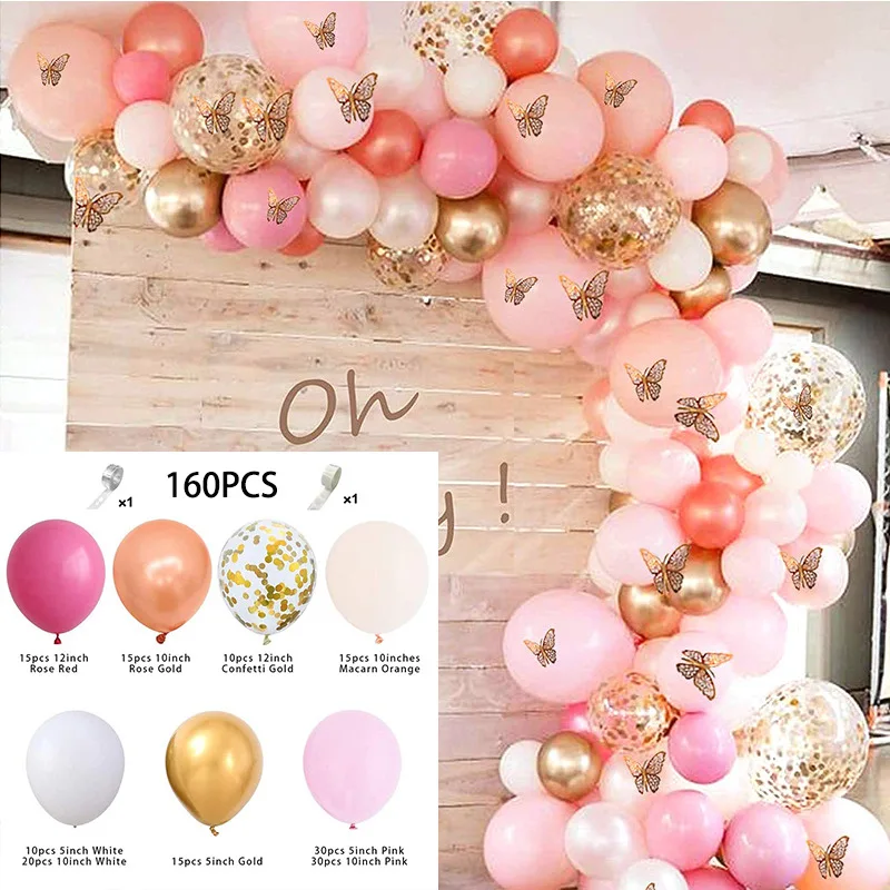 

Pink Macaron Balloon Garland Arch Kit Wedding Birthday Party Decoration Kids Globos Rose Gold Confetti Latex Ballon Baby Shower