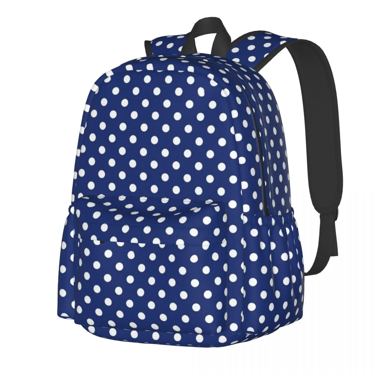 

White Polka Dots Backpack Classic Dot Print Elegant Backpacks Teen Trekking Large School Bags Colorful Rucksack