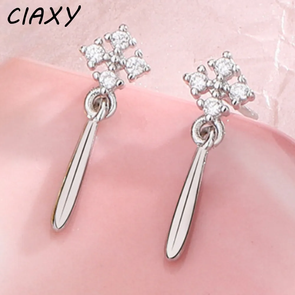 

Fashion Square Water Drop Pendant Dangle Earrings for Women Exquisite Inlaid Zircon Four Leaf Flower Earring Party Lucky Jewelry