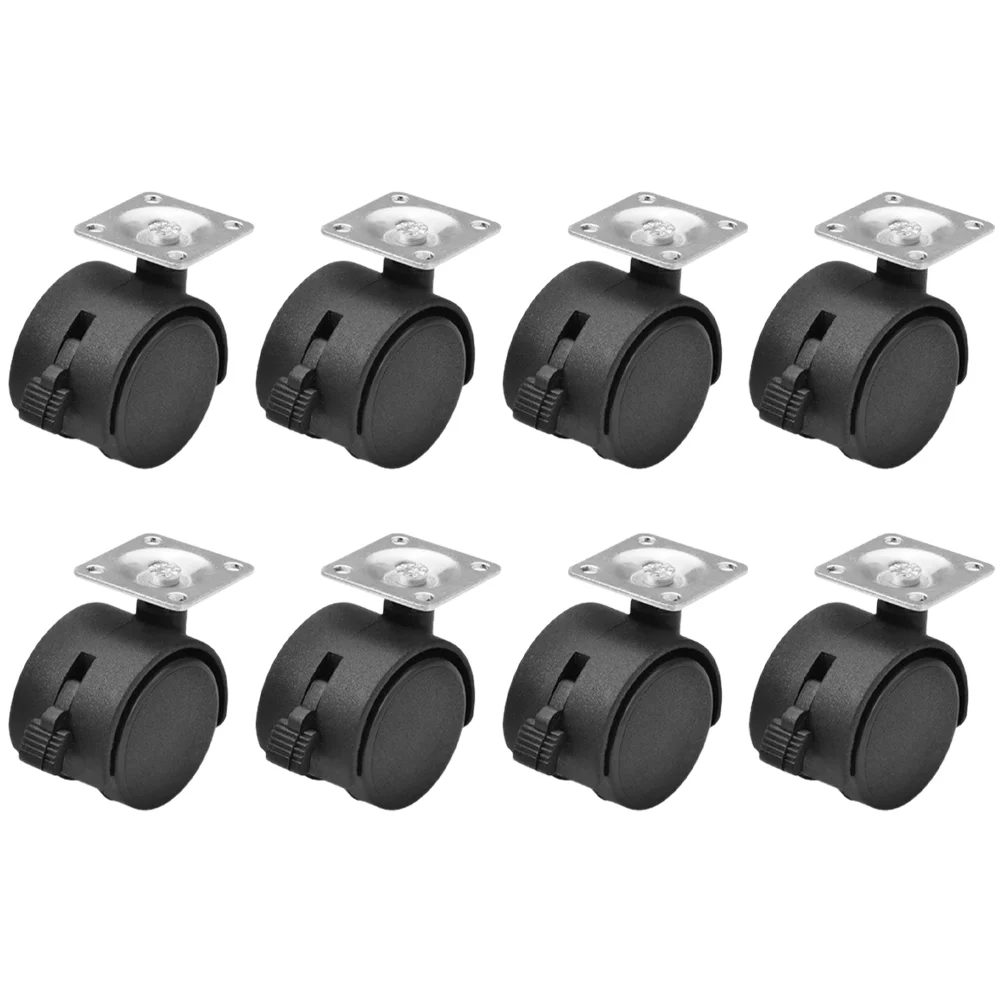 

8 Pcs Casters Wire Shelving Wheels Walker Desk Chair Replacement Brake Office Wheelchair Plastic Furniture Rolling