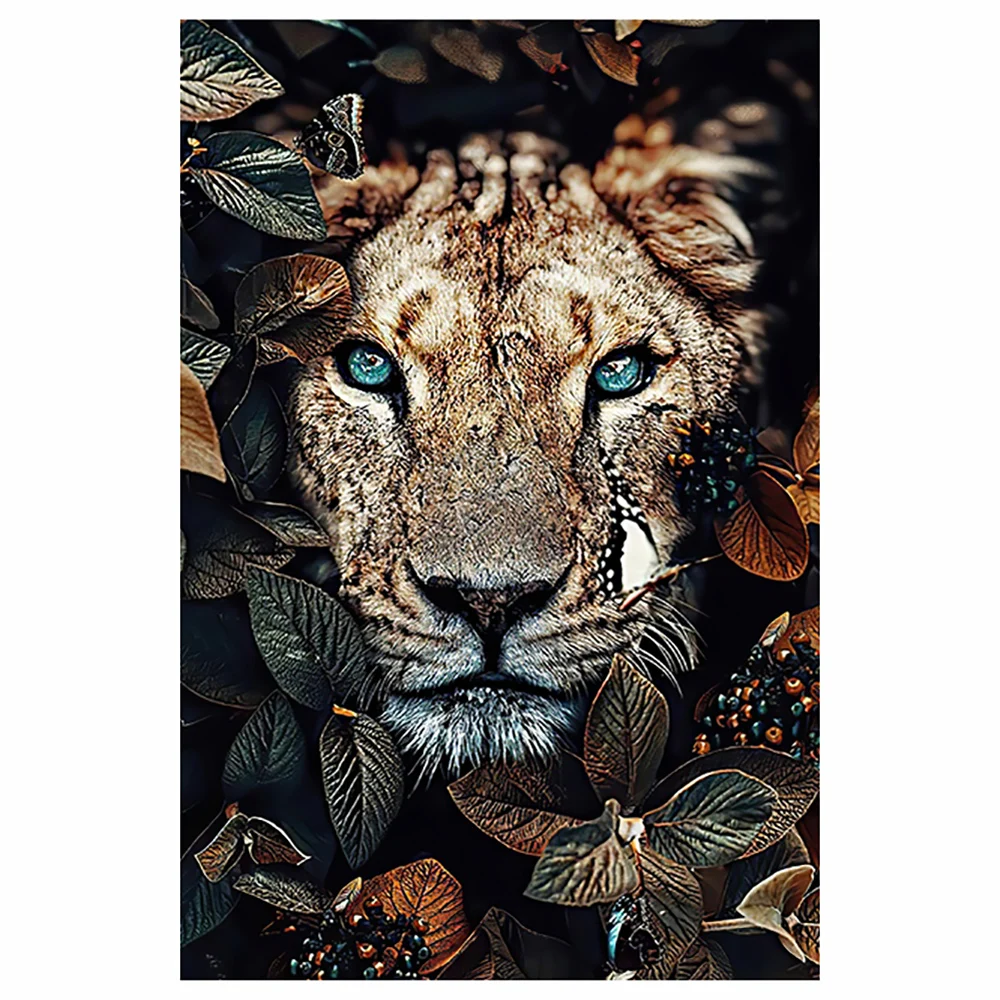 

Алмазная вышивка «сделай сам», полноразмерная картина, вышивка крестиком, с изображением тигра, Льва, цветов