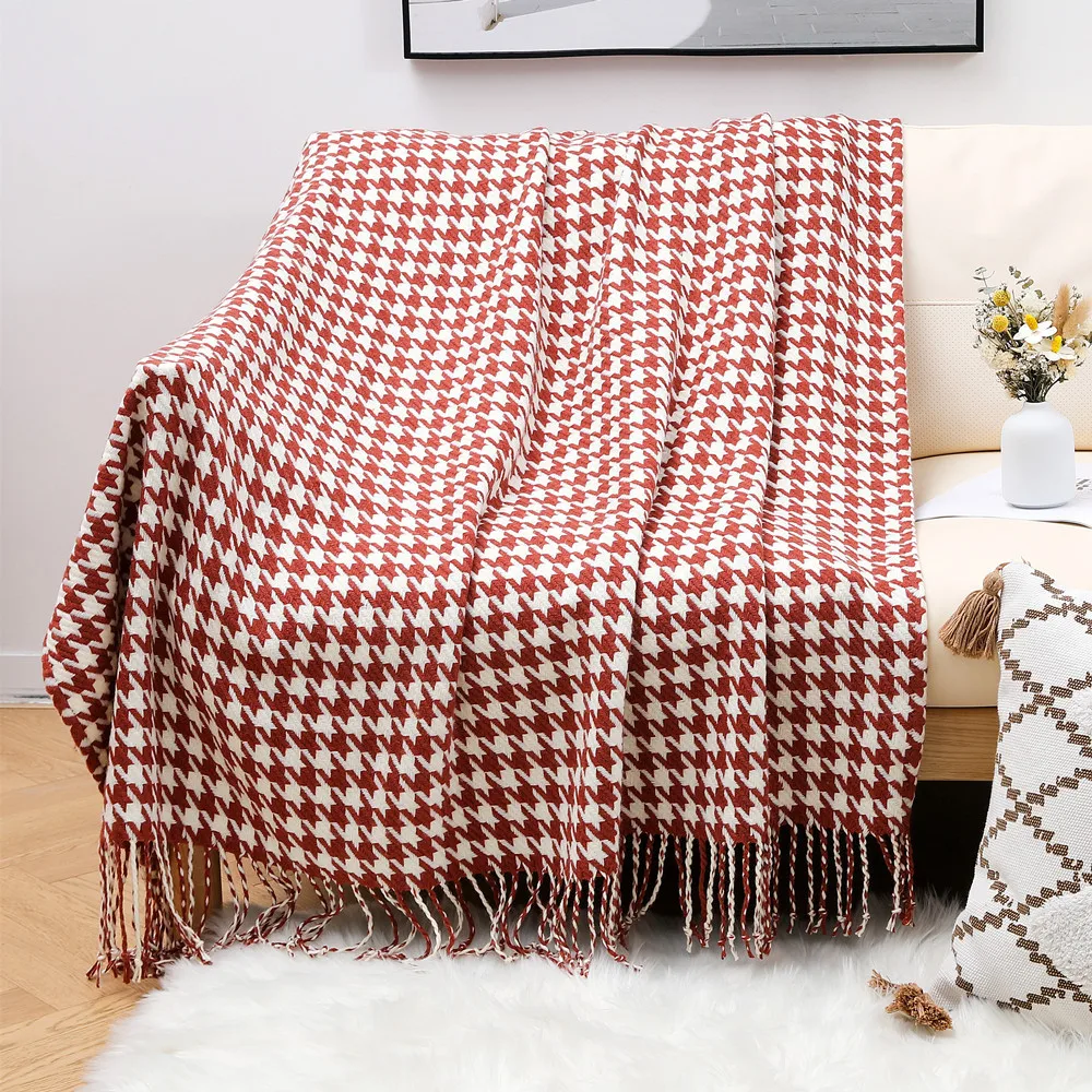 

Knitted Blankets For Bed Summer Sofa Cover Bedspread Anti-pilling Blanket Solid Color Plaid Blanket With Tassels Nordic Decor
