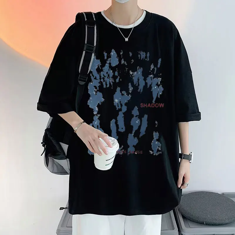 

Hip Hop People Shadow Print Tshirt Streetwear Summer Unisex Fashion Vintage T Shirt Mens Cotton T-shirt Men Women Short Sleeve