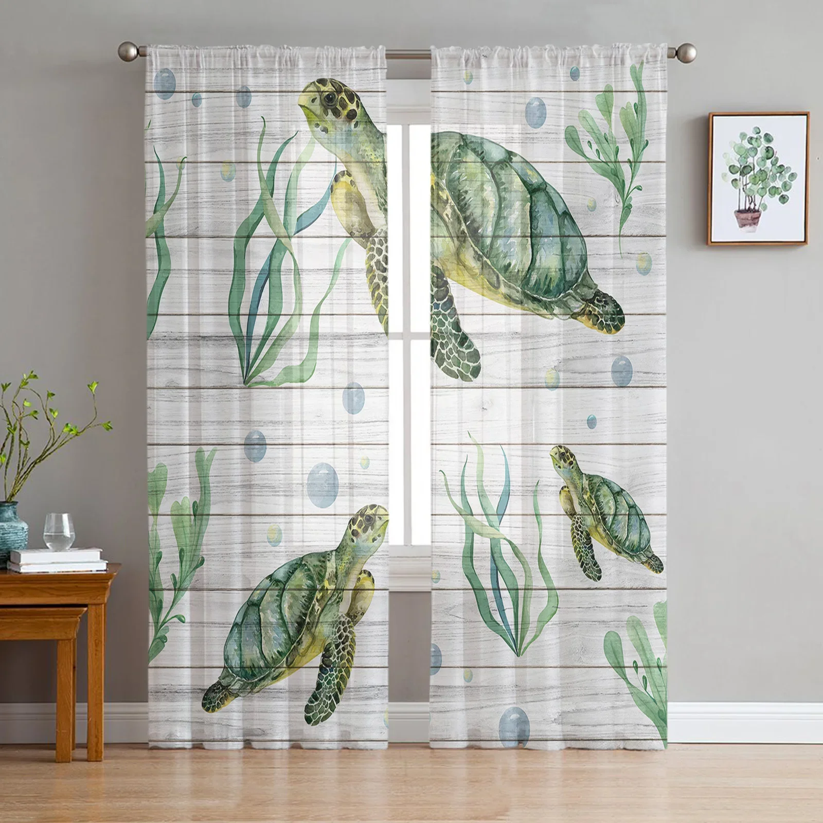Морская черепаха коралловая доска текстура тюлевые шторы для гостиной кухни