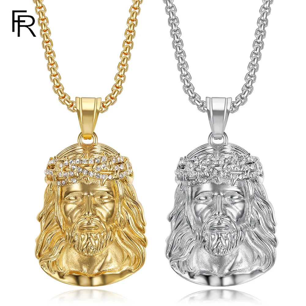 Хип-хоп хип-хоп религиозное ожерелье из титановой стали инкрустированные