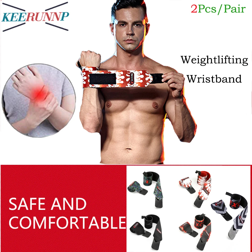 

1Pair Wristband Wrist Support for Weight Lifting Fitness Wrist Support Brace Strap Wraps Crossfit Powerlifting Strength Training