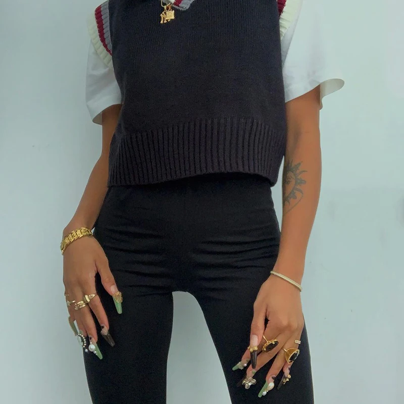 Женские повседневные черные брюки-клеш CUTENOVA с высокой талией и эластичной