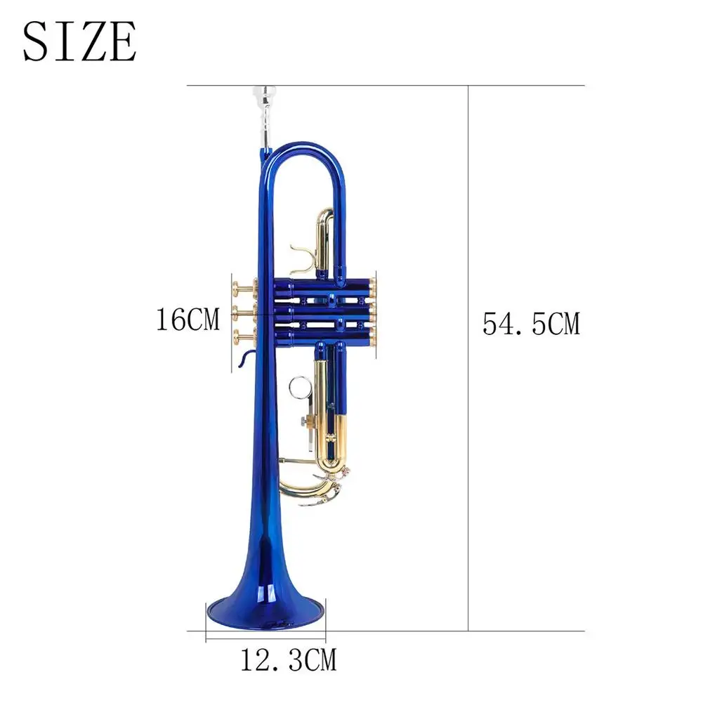 New Trumpet Bb Flat Brass Tube Body With Mouthpiece Straps Gloves Musical Instrument Accessories For Beginners Drop shipping enlarge