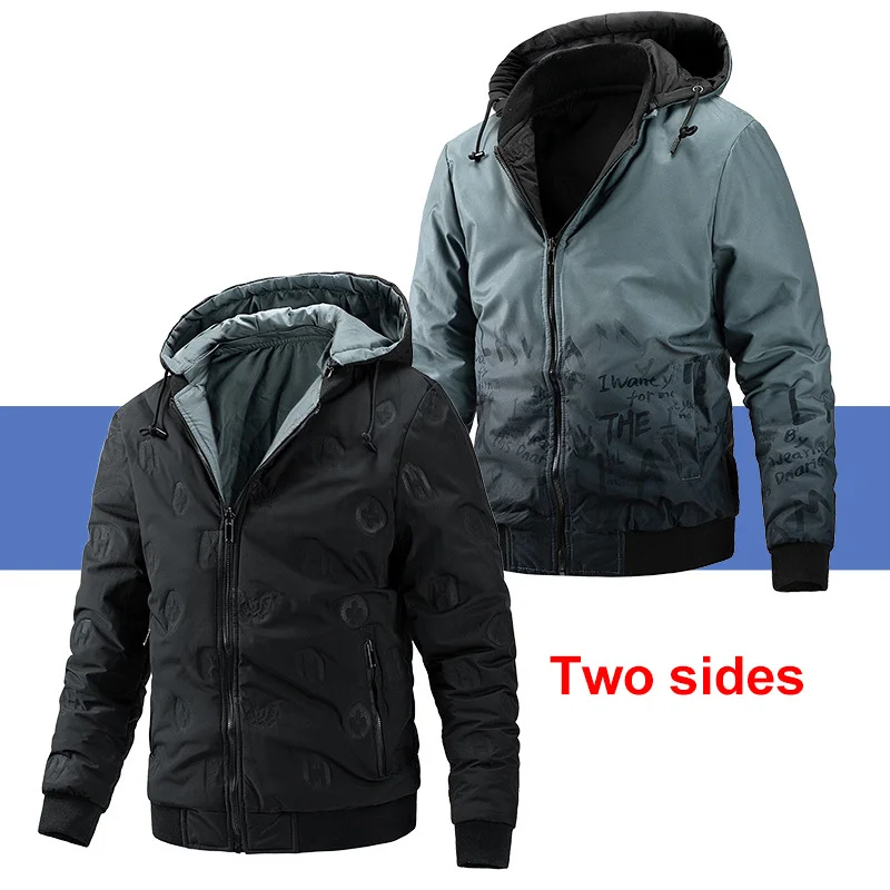 

Куртка мужская двухсторонняя облегающая, повседневная однотонная верхняя одежда, осень 2022