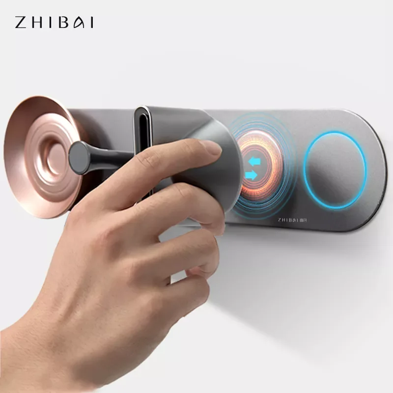 ZHIBAI Wall Mount Hair Dryer Holder Self Adhesive Magnet Stand Holder Storage Rack Organizer for Hair Blow Dryer Bathroom Storag