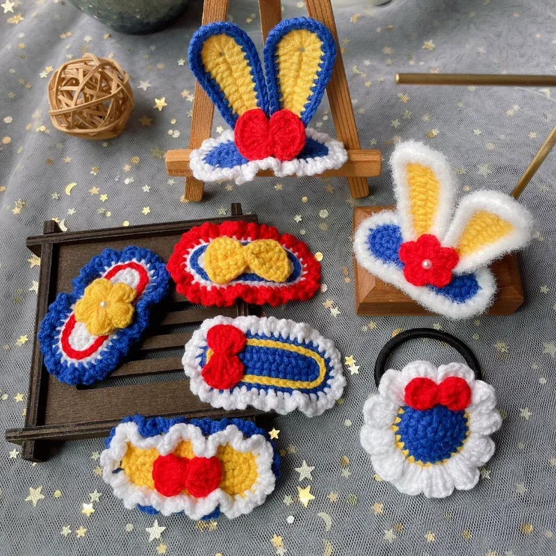 Новая шерстяная заколка ручной работы вязаная крючком для волос милый детский