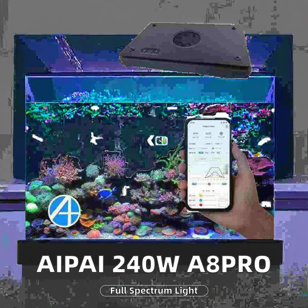 Фото Светодиодные лампы для аквариума с полным спектром A8SE/A8Pro, управление через Wi-Fi и приложением, для аквариумов с рыбами и морскими кораллами, в коробке. №2