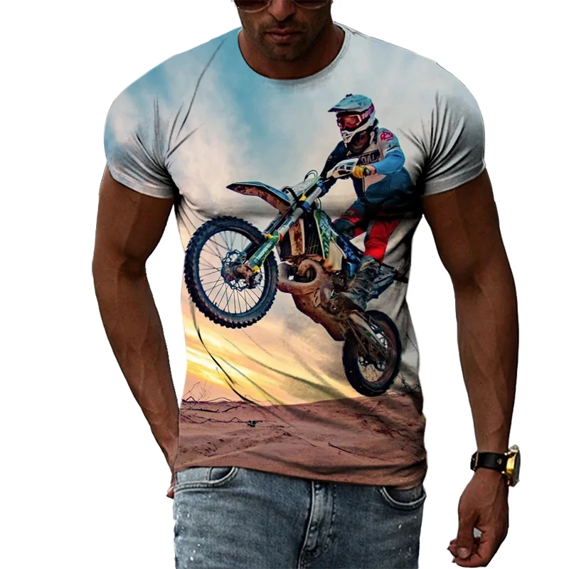 

New 3D Men Fashion Motocross graphic t shirts Summer Casual Print short sleeve t-shirts Cool Locomotive Pattern T-shirts Tops