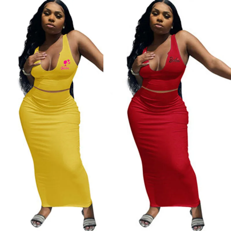 

Юбка Барби в европейском и американском стиле, длинная юбка с V-образным вырезом для девушек, модная юбка без рукавов, большие размеры, весна-лето