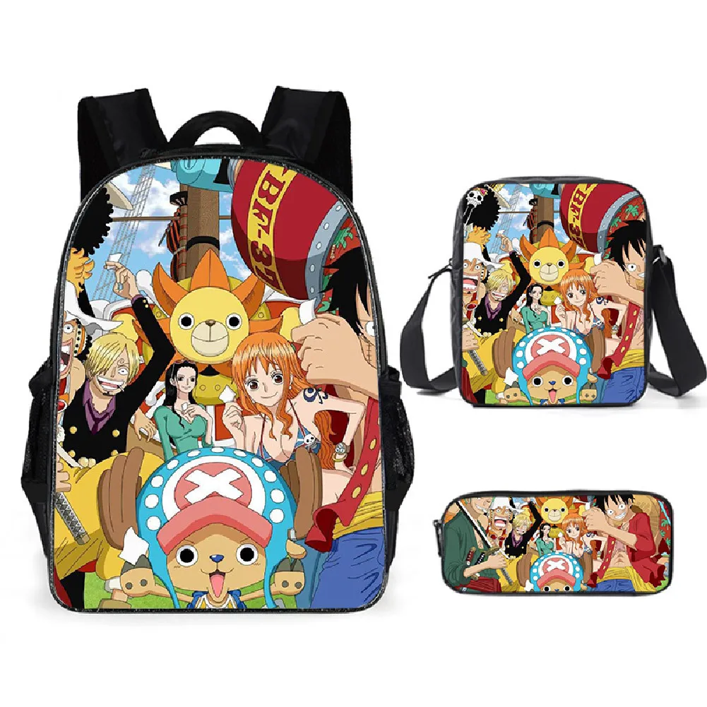 

One Piece One Piece Cartoon School Bag Primary School Student Backpack Backpack Three-piece Set