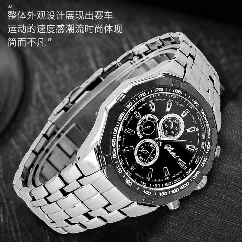 WOKAI high quality fashion business steel strap Men's quartz watch Large dial three eyes waterproof luxury clock retro classic |