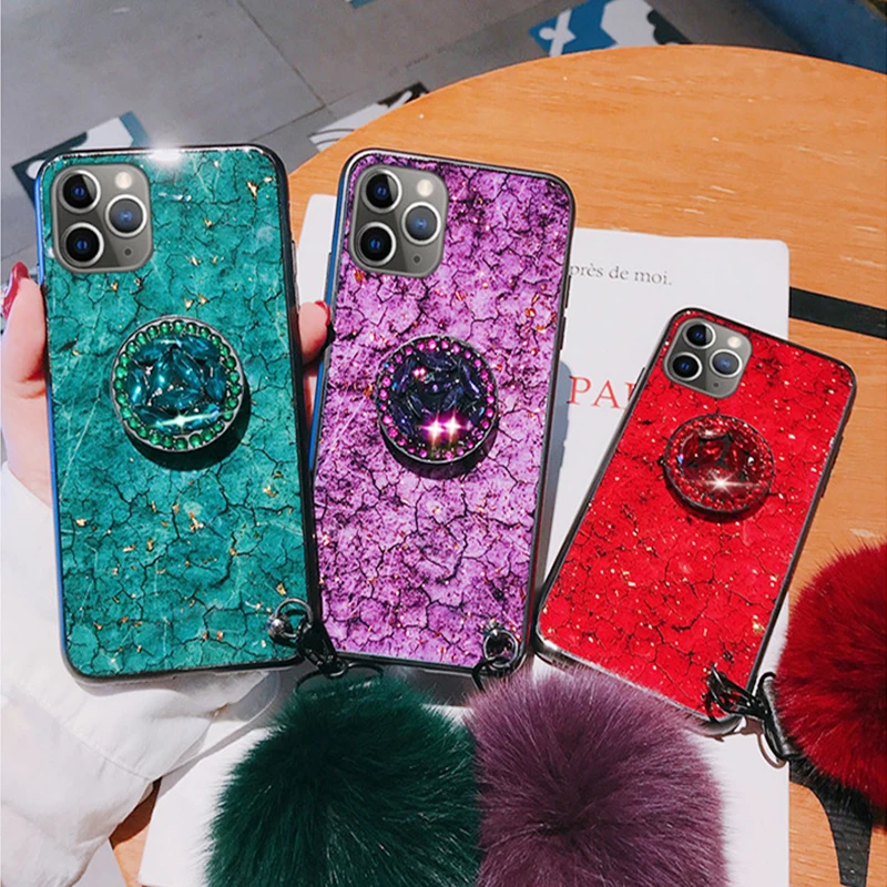 For iPhone 11 Pro Max X XS XR Luxury Glitter Case For iPhone 13 SE2020 XS Max 6 6S 7 8 7Plus 8Plus Silicon Marble Holder Cover