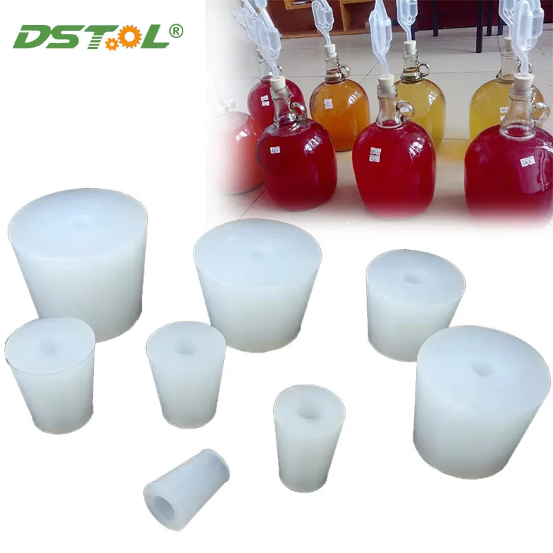 

Silicone Conical Plug Cap Laboratory Test Tube Wine Plug Shut-Closing Valve With Hole High Temperature Acid Alkali Resistance