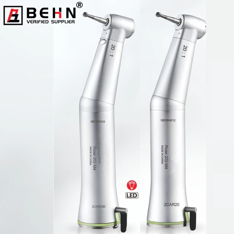 

BEHN Tooth implants products push botton contra angle 20:1 reduction spray outer water LED light Green handpiece for CA bur