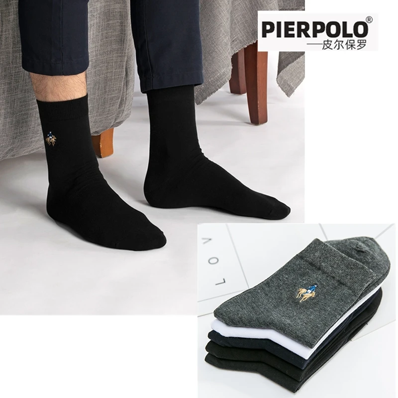 New 5 pairs of men's pure cotton medium socks men's dress brand pure color socks men's ship socks breathable deodorant socks