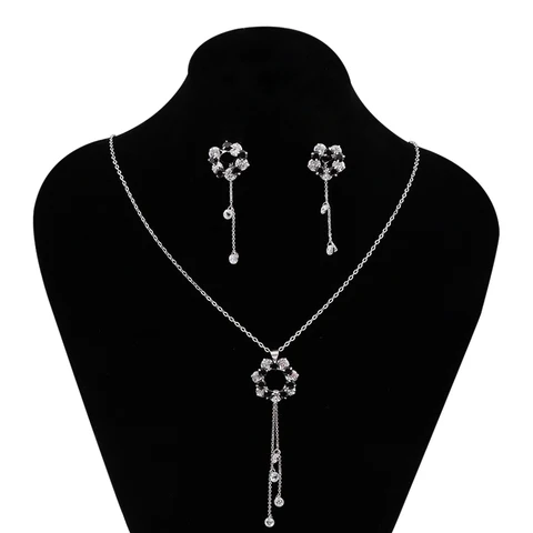 Французское женское ожерелье, серьги, подвеска в форме цветка из черного и белого камня, популярные аксессуары, аксессуары, подарки, бесплатная доставка