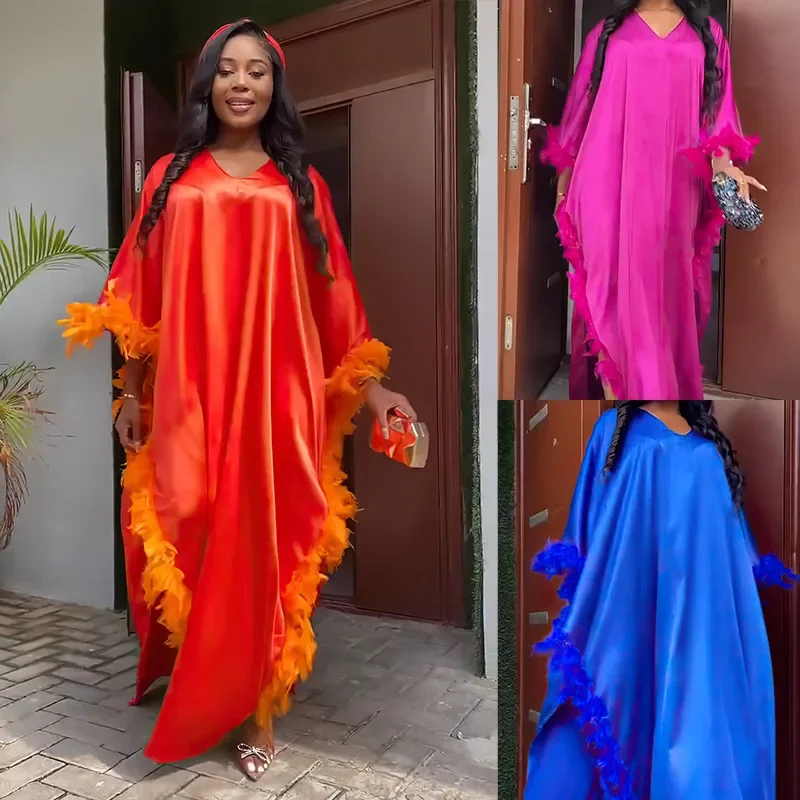 Африканское длинное платье для женщин с галстуком на голову Элегантные женские