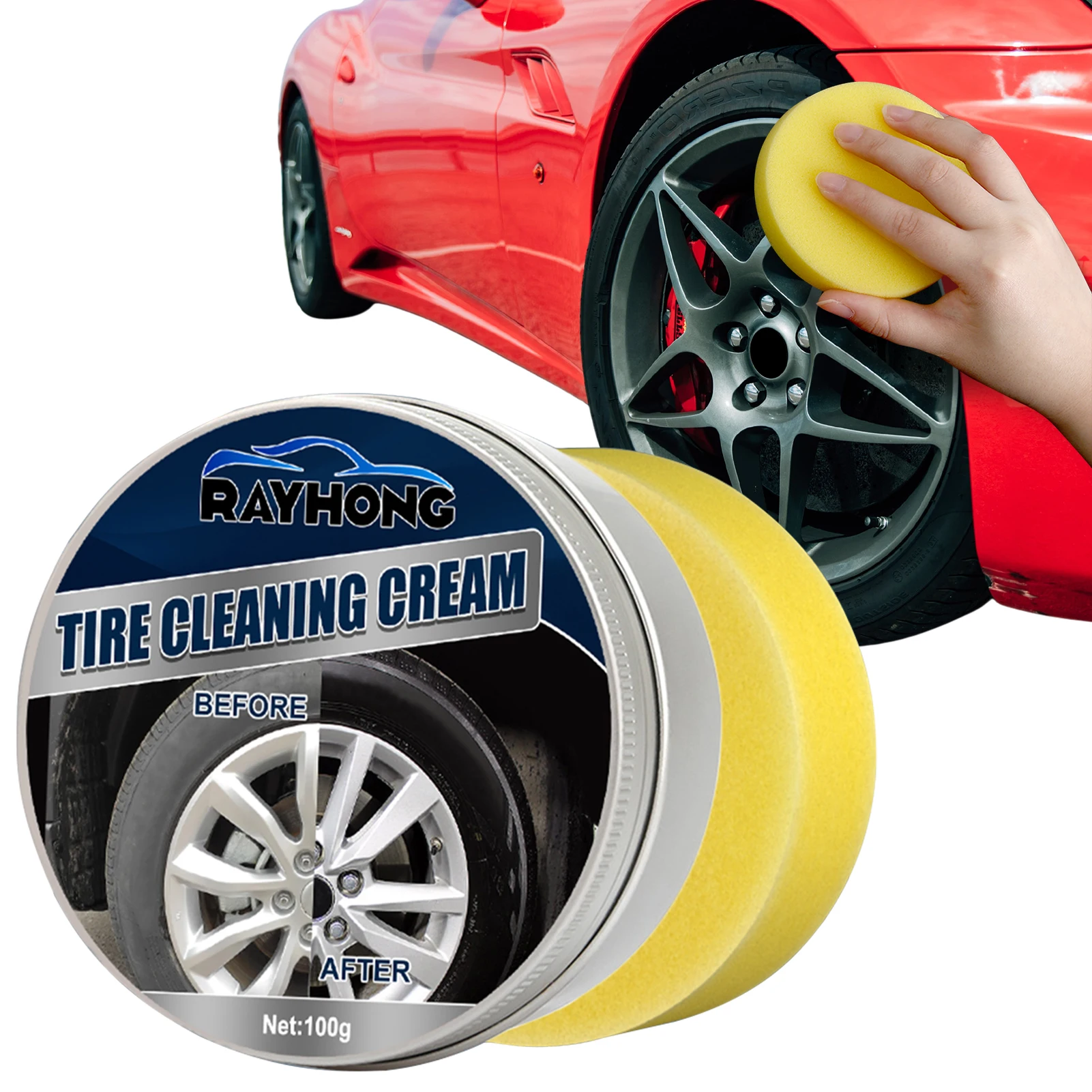 

Car Tire Cleaning Cream Tire Dressing Cleaning Paste With Sponge Cleaning Tools For Tires Wheels Rubber Tire Shine For Cars