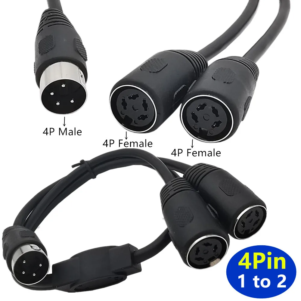 

One point two audio and video MIDI 4 core 4Pin Din male to 2 4Pin Din female hole cable 0.5m