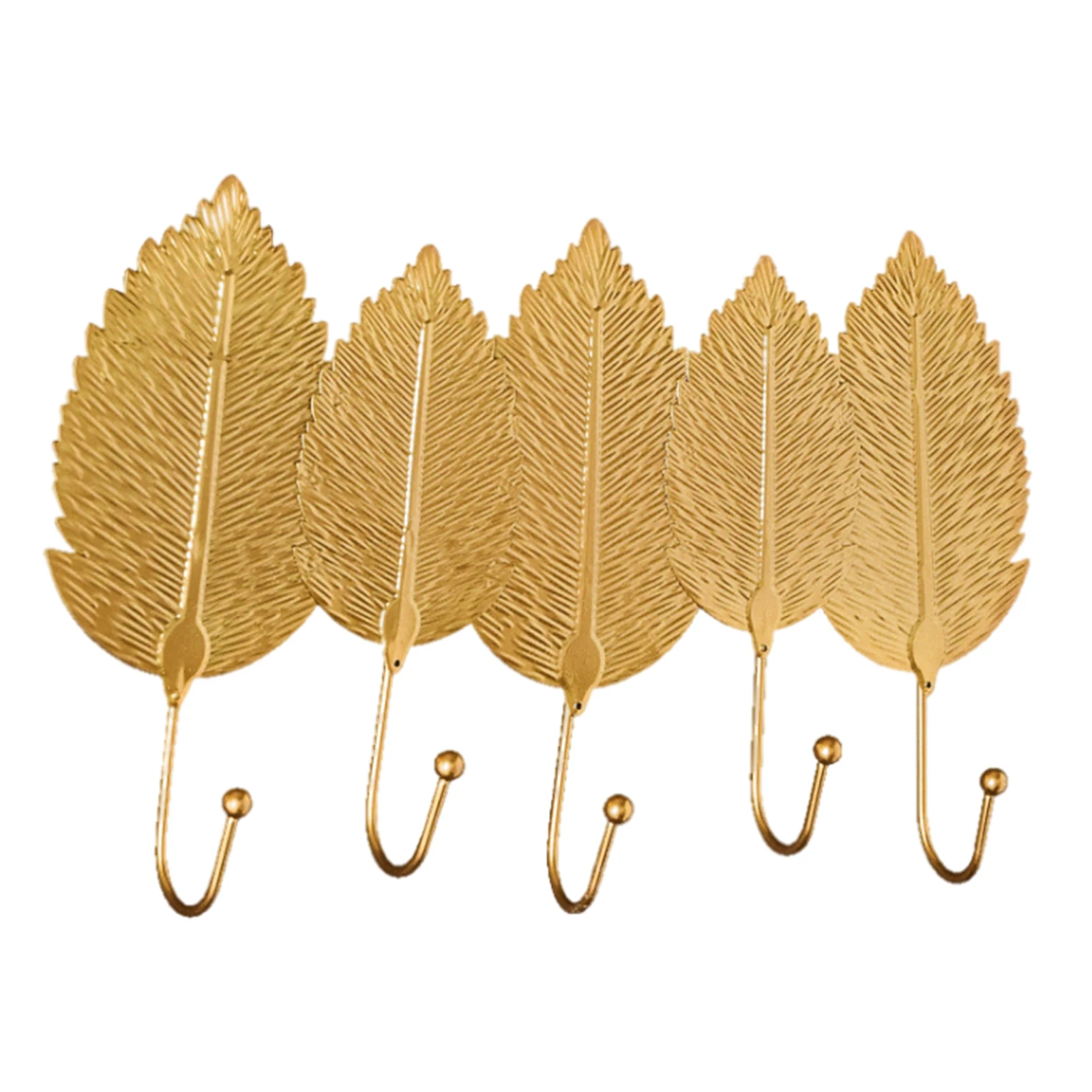 

Nordic Modern Home Decor Bathroom Accessories Wall Decoration Golden Iron Leaf Gate Hook Up Wall Key Hanger Clothes Rack Hooks