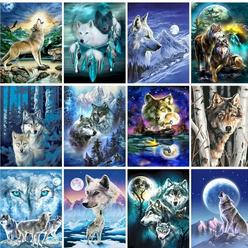 

GATYZTORY Frame DIY Painting By Numbers Wolf Animals Picture By Numbers Acrylic Paint On Canvas Wall Art Home Decors Artwork