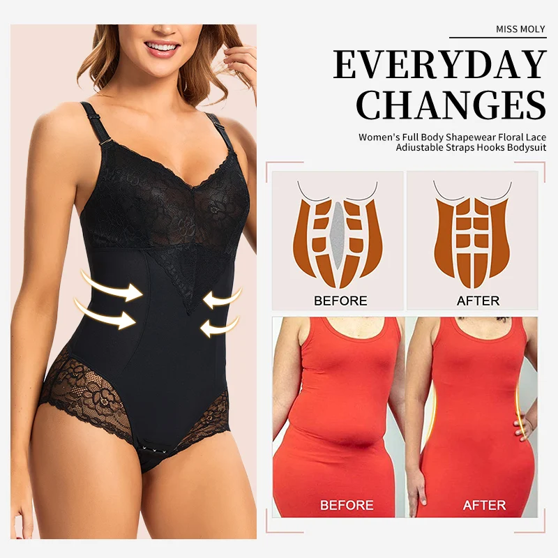 2XL Women Lace Shapewear Bodysuit Corset Slimming Body Shaper Tummy Control Fajas Colombianas Waist Trainer Slimming Underwear