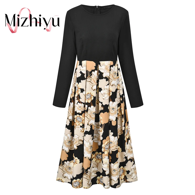 

Women's Dresses Pleated Fashion Printed Skirts Long Sleeves Women's Elegant Shirt Dresses 2022 Spring Autumn Vestidos
