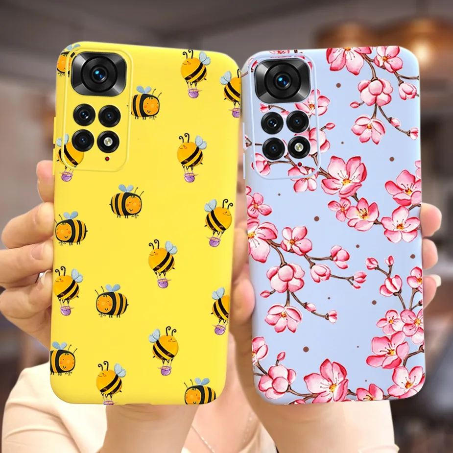 Мягкий силиконовый чехол для Xiaomi Redmi Note 11 4G с сердечками |