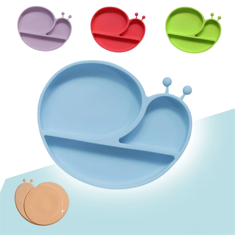 

Snails Silicone Tableware Set Baby Feeding Dishes BPAFood Supplement Grid Bowl Integrated Anti-fall Feeding Tableware