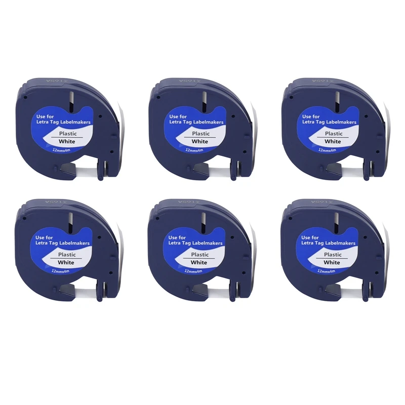 

6Pcs Letratag Refills Label Tapes Label Maker For Dymo 91331White 4M X 12Mm Label Printer For Dymo Label Maker