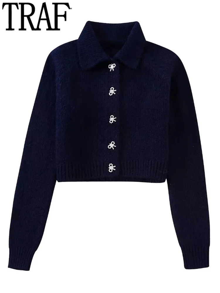 

Женский трикотажный кардиган с длинным рукавом, с бантом