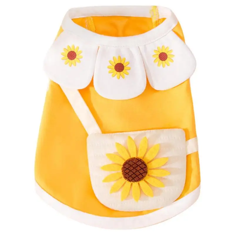 

Милая жилетка в виде подсолнуха с украшением в виде сарафан, летняя одежда для собак, маленьких собак, кошек, йоркширская рубашка, костюм чих...