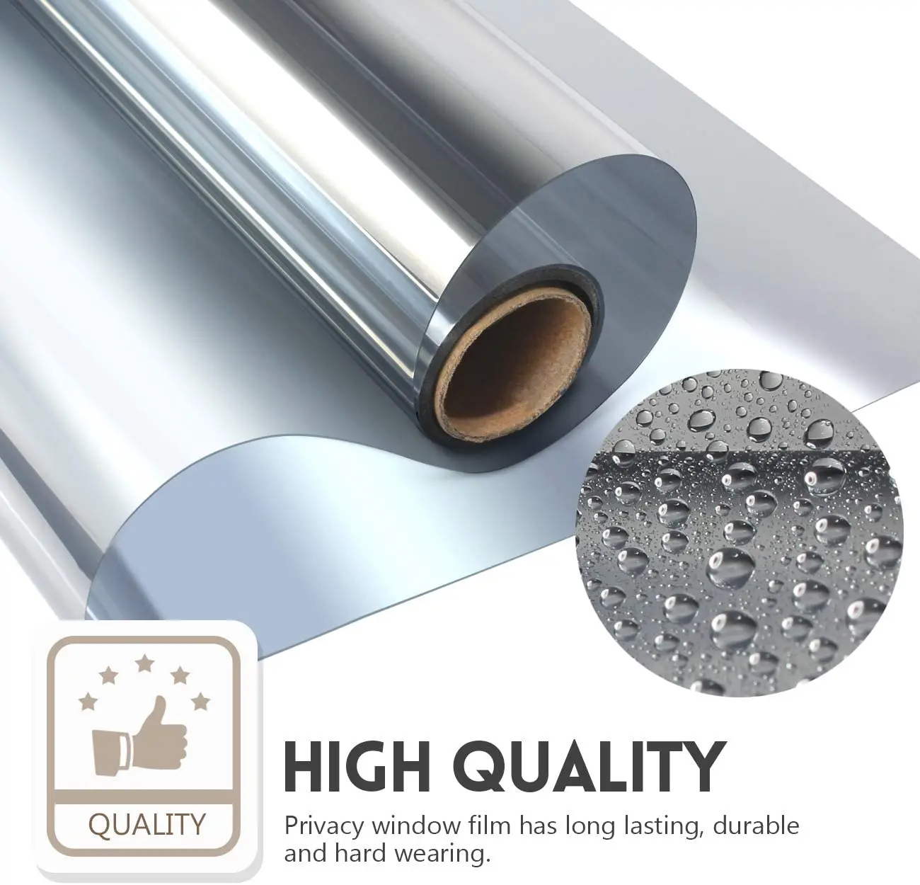 

One Way Mirror Window Film Privacy Self-Adhesive Decorative Glass Sticker Heat Control Anti UV Window Tint for Home Office