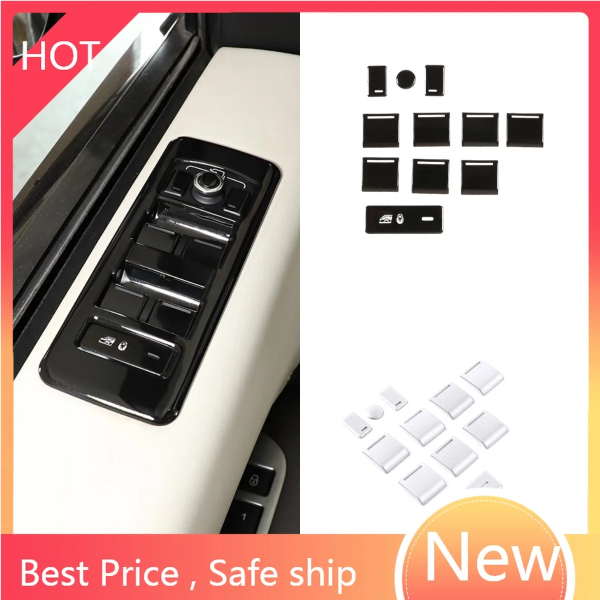

For Land Rover Discovery5 Range Rover Vogue 13-17 Aluminum Alloy Car Interior Window Lift Switch Patch Sticker Accessories 11PCS
