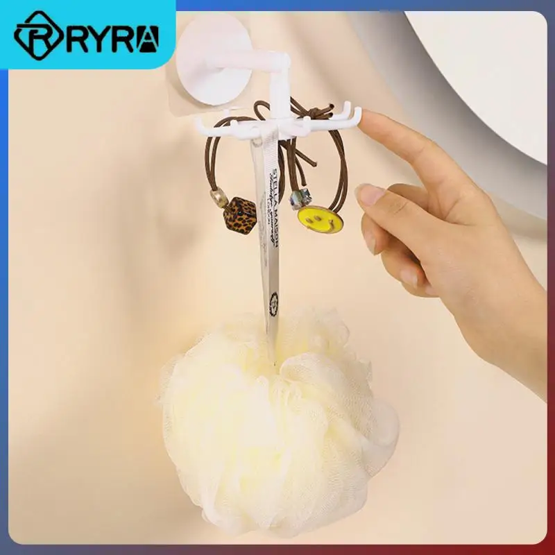 

2/4/5PCS Rotary Strong Hooks Kitchen Tie Rack 360 Degree Rotating Seamless Hook Hole-free Organization Storage Upgraded