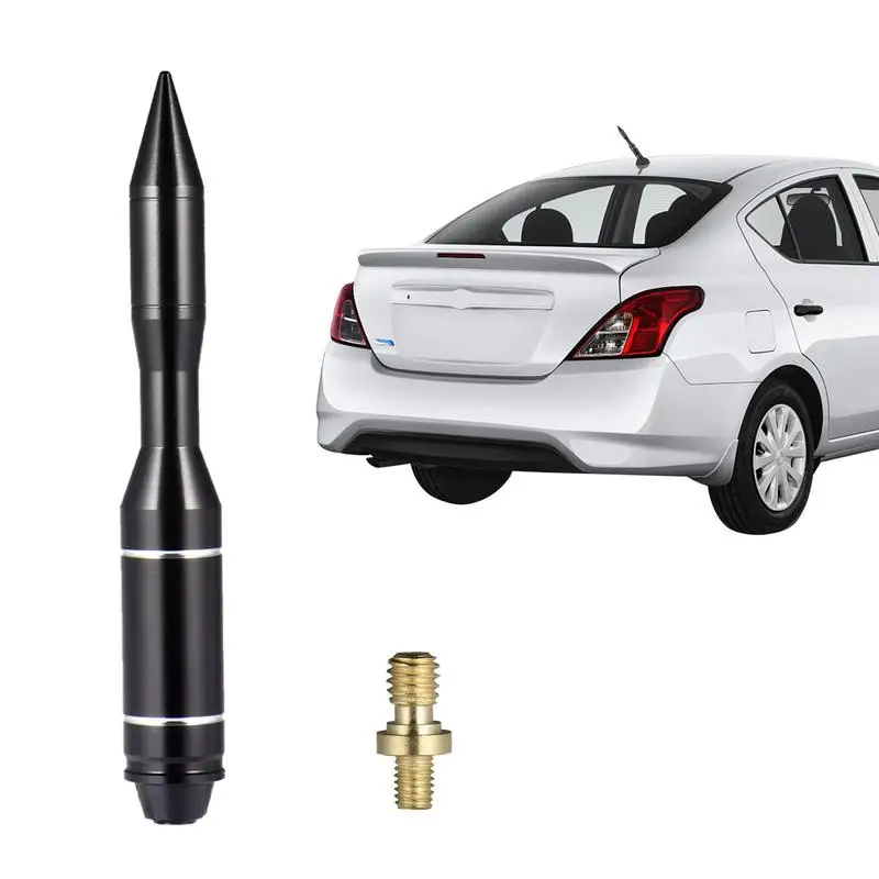 

14.5cm Alloy Bullet Antenna Alloy Vehicle Antenna Mast Replacements Optimize FM/AM Reception Waterproof Anti Theft Easy To