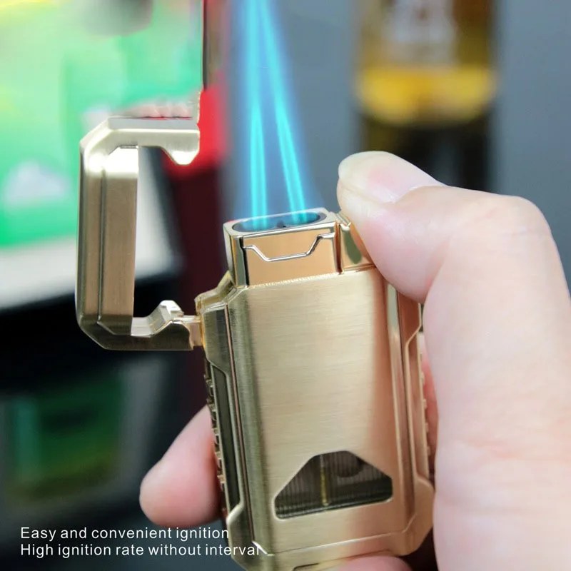 Creative Lighters Dual Fire Straight Cigar Windproof Lighters Cigarette Accessories Unusual Lighters Ignition Tools Gas Lighters