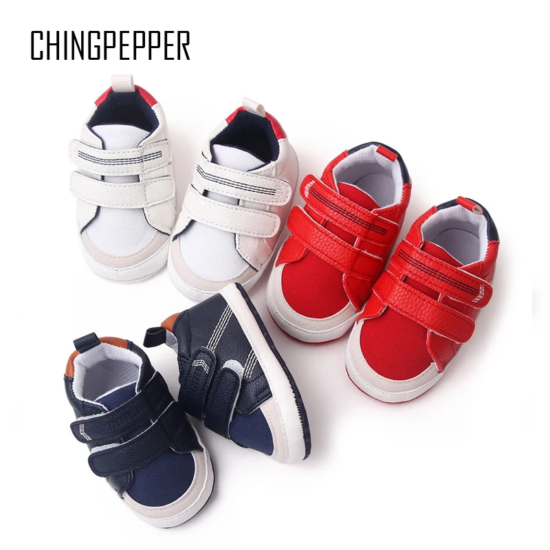 

Brand Newborn Boy Crib Shoes Infant Soft Sole Sports Leather Sneakers Toddler Trainers Footwear 1 Year Old Baby Item Shower Gift