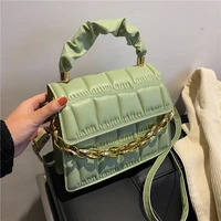 women shoulder bag 2022 pu leather purses and handbags girl shopper bags fashion casual solid color chain lattice crossbody bags