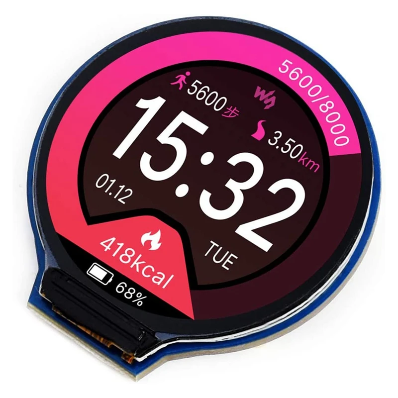 

1.28Inch Round Display LCD Screen Module GC9A01 SPI Communication RGB 65K Color Support for Raspberry